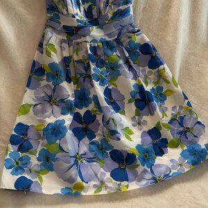 Strapless Silk Floral Party Dress